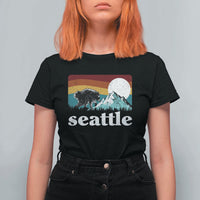 Seattle WA Mountains Jimothy the Raccoon Graphic T Shirt For Women Retro Vintage Sunset Viral Trash Panda Feral Legend