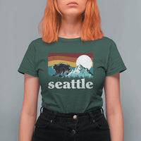 Seattle WA Mountains Jimothy the Raccoon Graphic T Shirt For Women Retro Vintage Sunset Viral Trash Panda Feral Legend