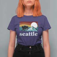 Seattle WA Mountains Jimothy the Raccoon Graphic T Shirt For Women Retro Vintage Sunset Viral Trash Panda Feral Legend