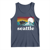 Seattle WA Mountains Jimothy the Raccoon Graphic Tank Top Retro Vintage Sunset Viral Trash Panda Feral Legend