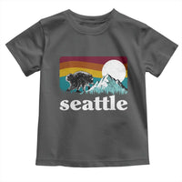 Seattle WA Mountains Jimothy the Raccoon Graphic Toddler T Shirt Retro Vintage Sunset Viral Trash Panda Feral Legend