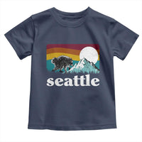 Seattle WA Mountains Jimothy the Raccoon Graphic Toddler T Shirt Retro Vintage Sunset Viral Trash Panda Feral Legend