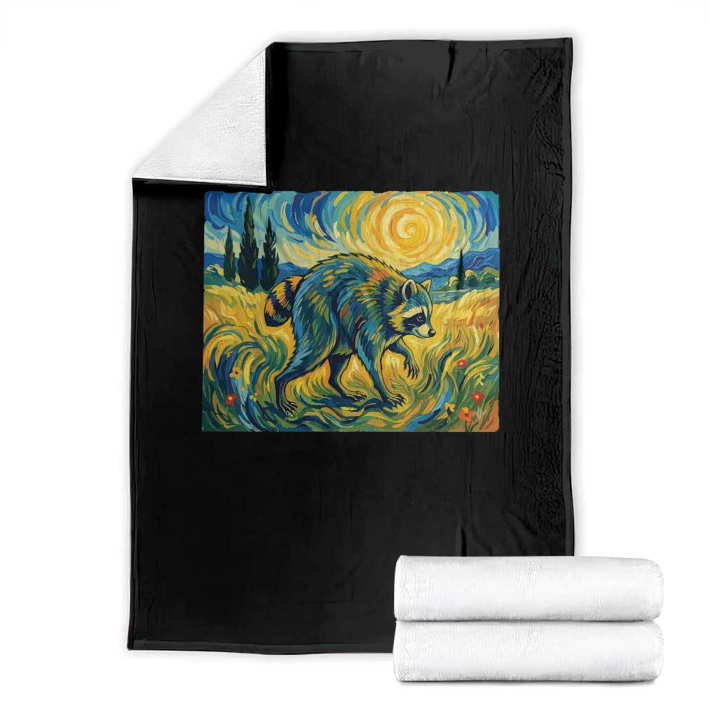 Jimothy Viral Seattle Raccoon Starry Night Style Graphic Throw Blanket Trash Panda Feral Legend Supporter