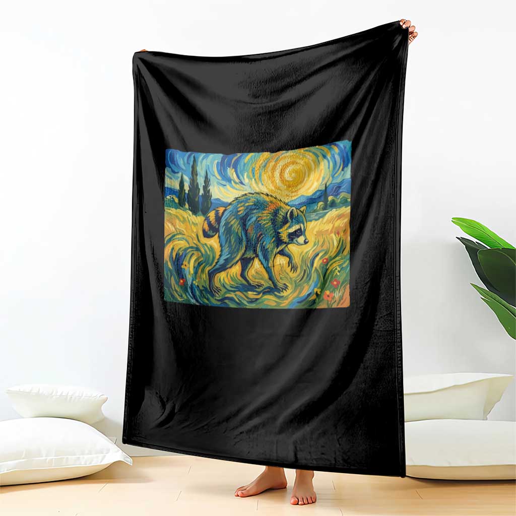 Jimothy Viral Seattle Raccoon Starry Night Style Graphic Throw Blanket Trash Panda Feral Legend Supporter