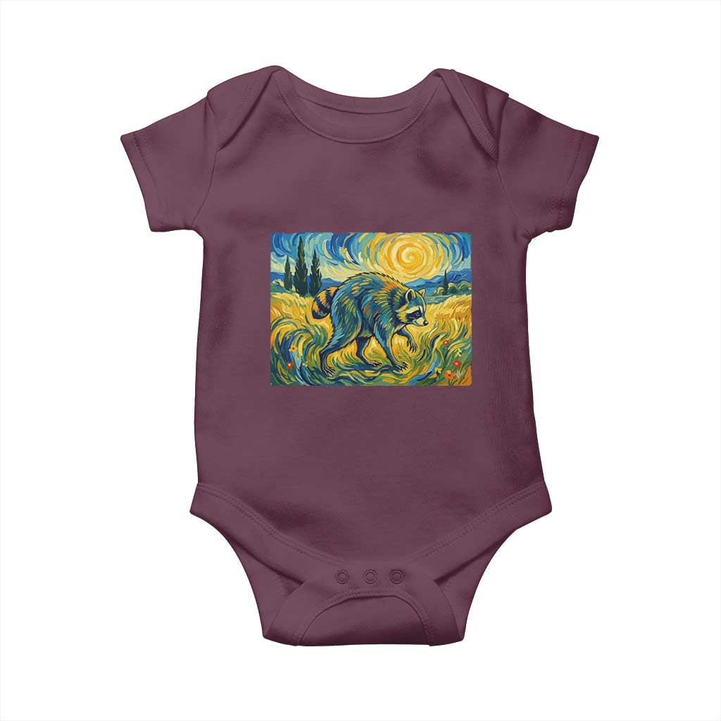 Jimothy Viral Seattle Raccoon Starry Night Style Graphic Baby Onesie Trash Panda Feral Legend Supporter