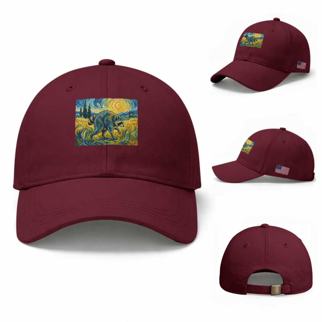 Jimothy Viral Seattle Raccoon Starry Night Style Graphic Baseball Cap Trash Panda Feral Legend Supporter