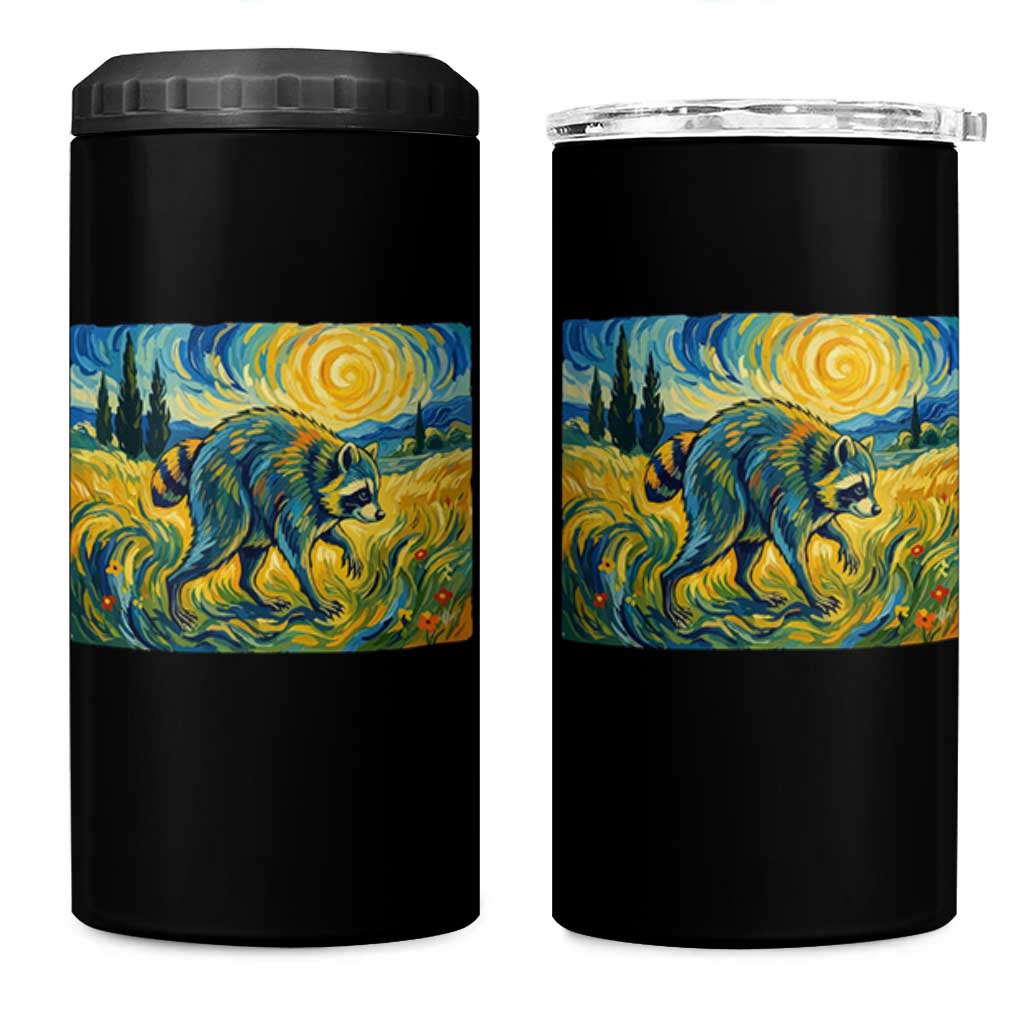 Jimothy Viral Seattle Raccoon Starry Night Style Graphic 4 in 1 Can Cooler Tumbler Trash Panda Feral Legend Supporter