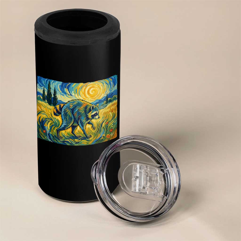Jimothy Viral Seattle Raccoon Starry Night Style Graphic 4 in 1 Can Cooler Tumbler Trash Panda Feral Legend Supporter