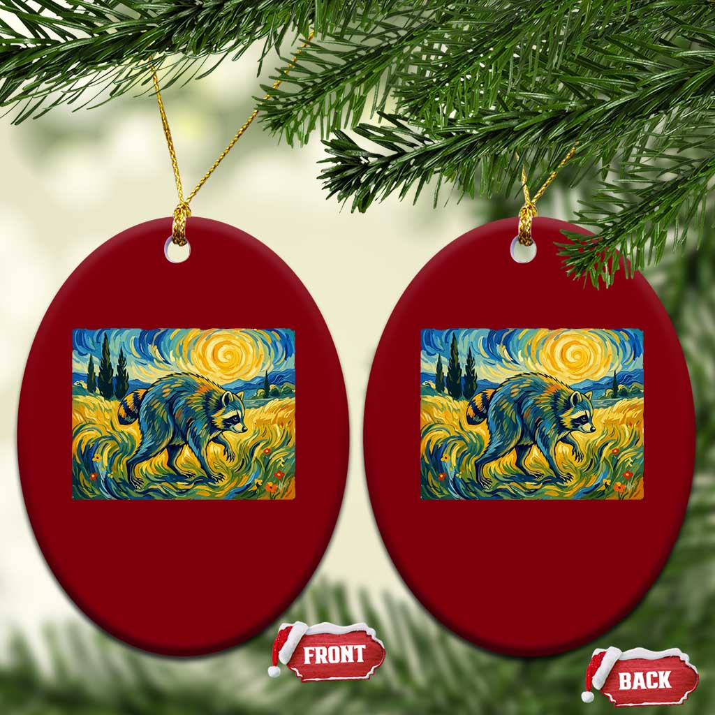 Jimothy Viral Seattle Raccoon Starry Night Style Graphic Ceramic Ornament Trash Panda Feral Legend Supporter