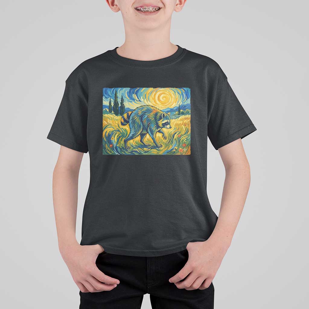 Jimothy Viral Seattle Raccoon Starry Night Style Graphic T Shirt For Kid Trash Panda Feral Legend Supporter