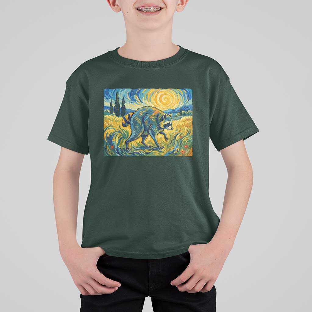 Jimothy Viral Seattle Raccoon Starry Night Style Graphic T Shirt For Kid Trash Panda Feral Legend Supporter