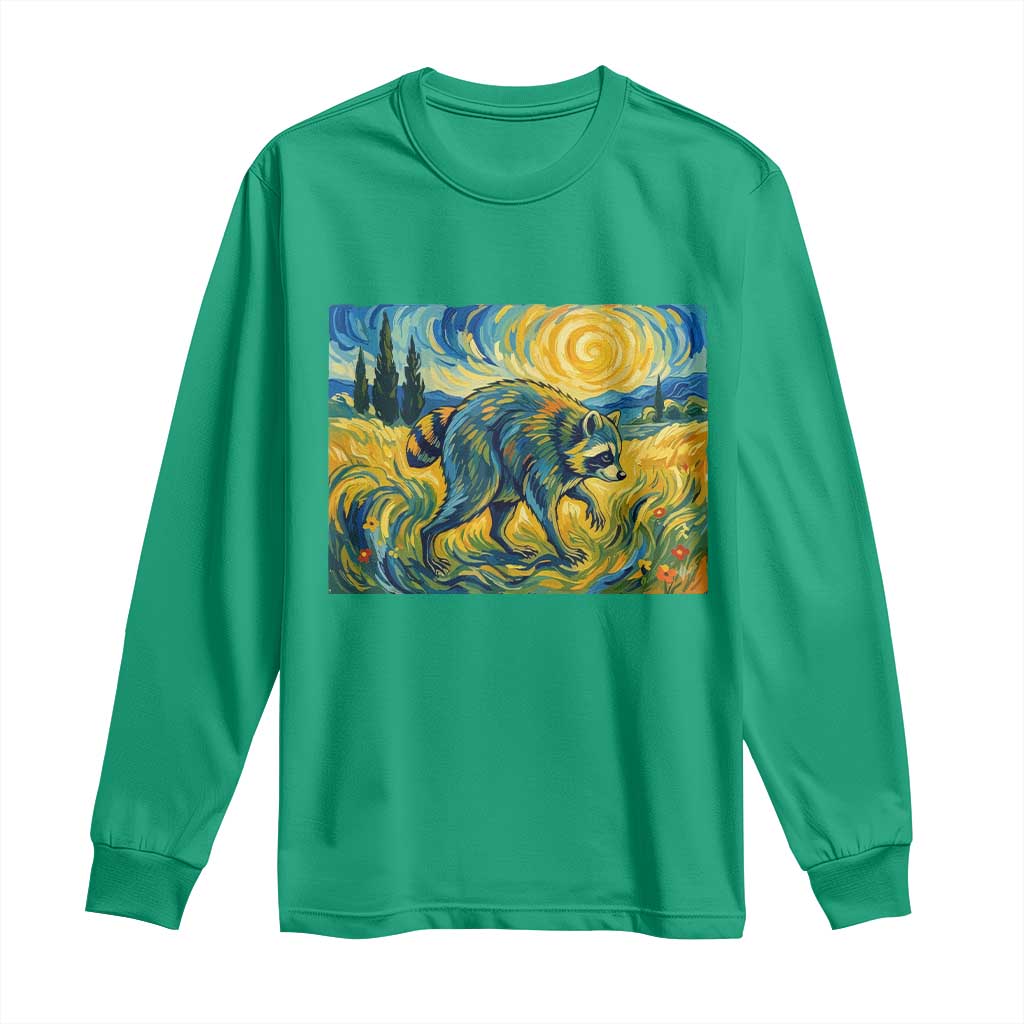 Jimothy Viral Seattle Raccoon Starry Night Style Graphic Long Sleeve Shirt Trash Panda Feral Legend Supporter