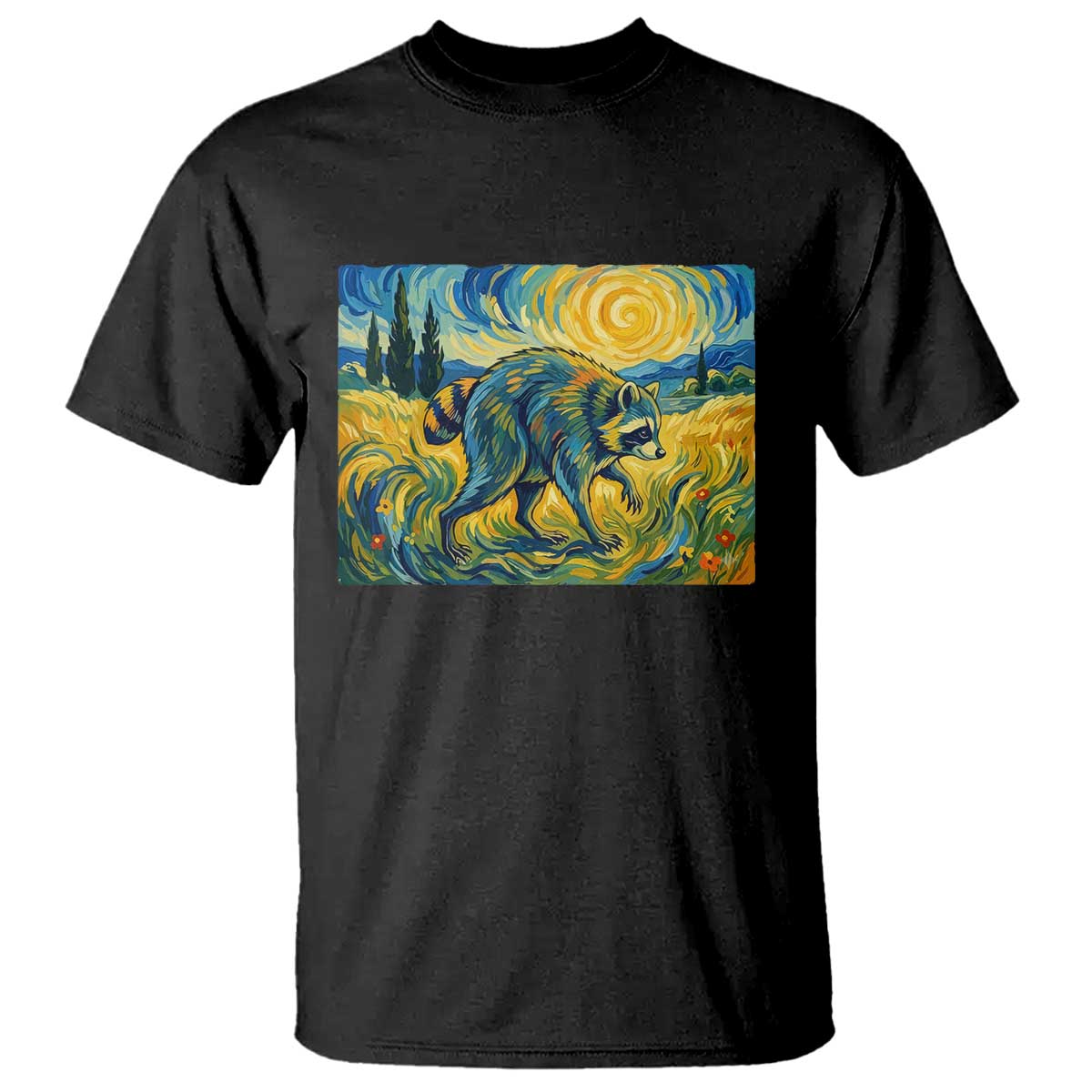 Jimothy Viral Seattle Raccoon Starry Night Style Graphic T Shirt Trash Panda Feral Legend Supporter