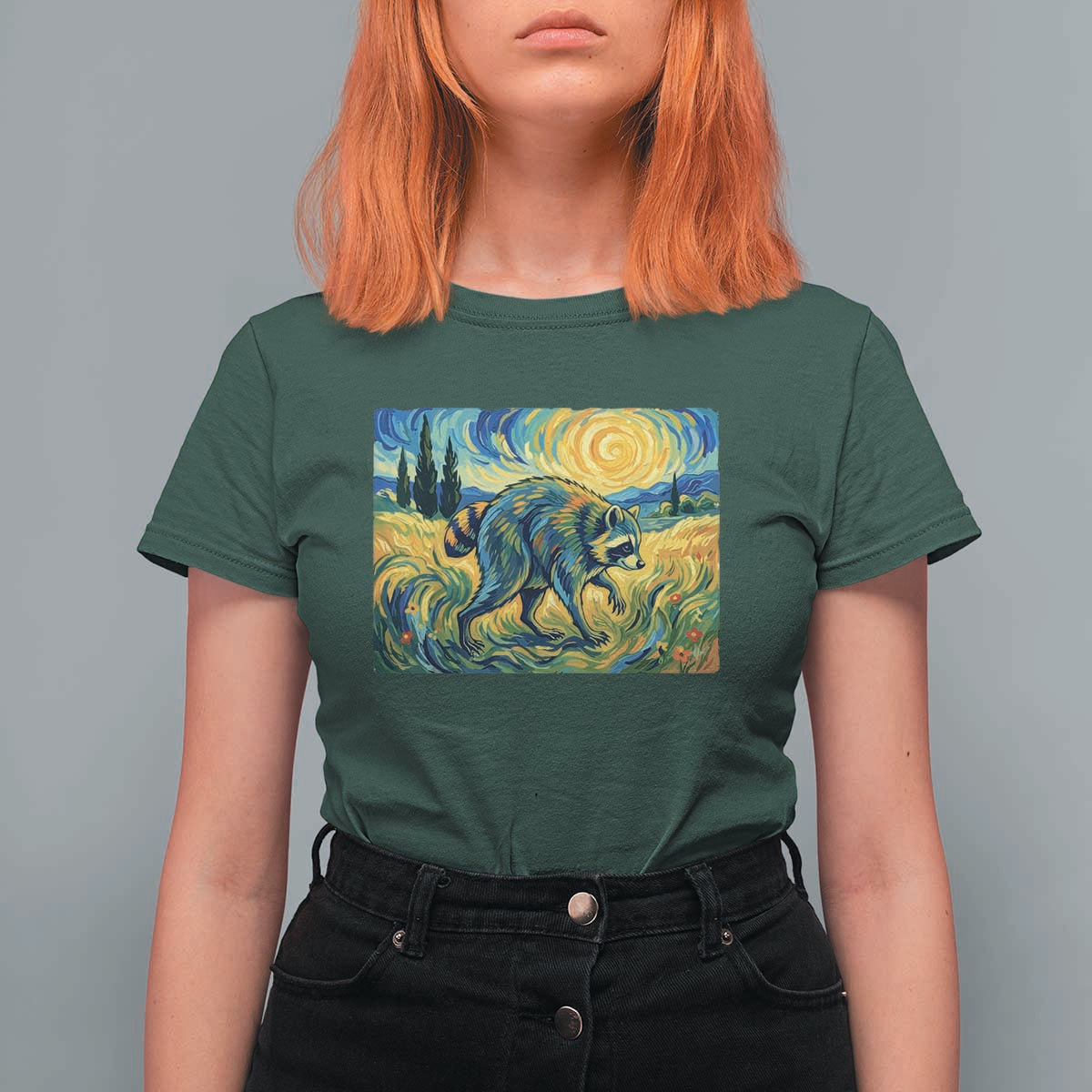 Jimothy Viral Seattle Raccoon Starry Night Style Graphic T Shirt For Women Trash Panda Feral Legend Supporter