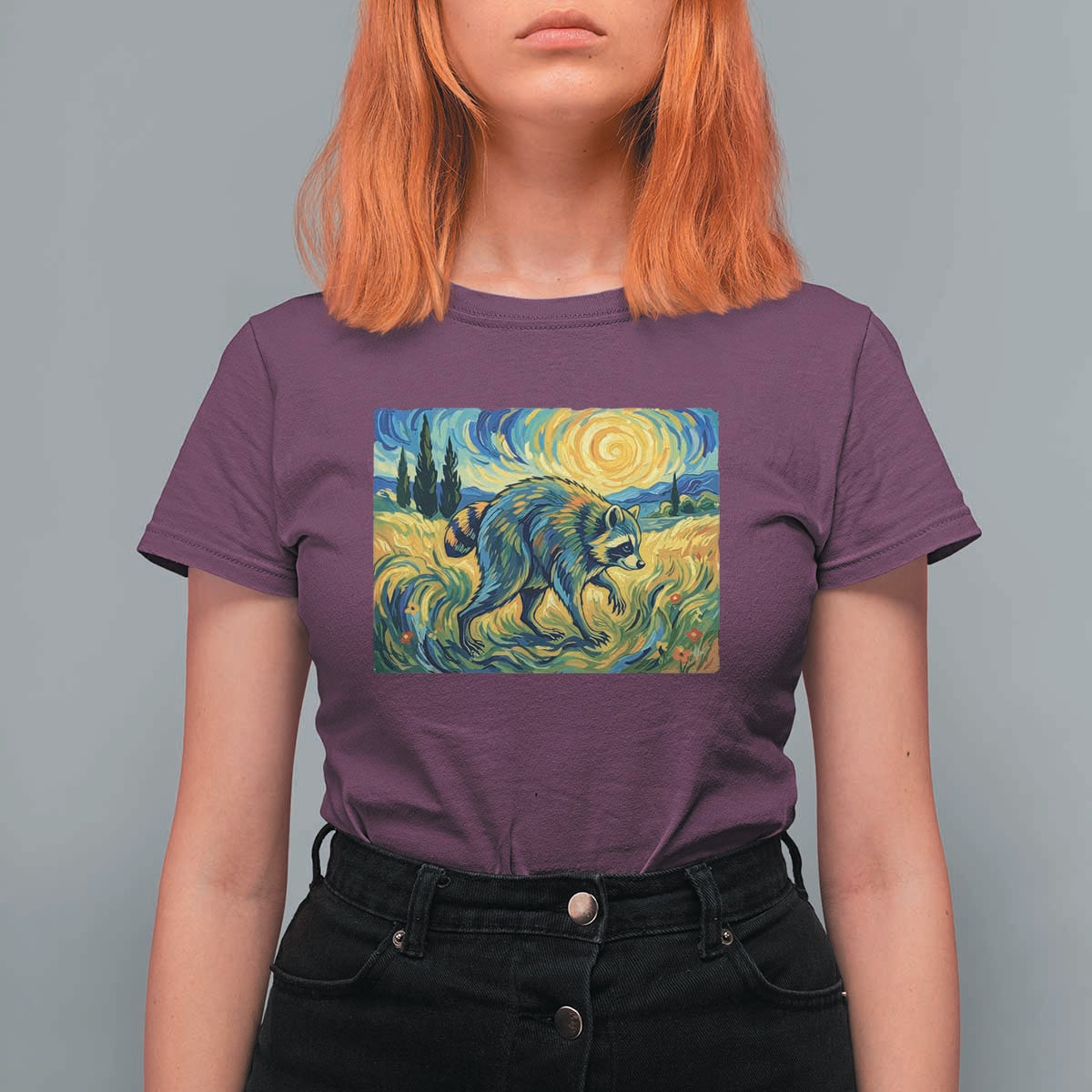 Jimothy Viral Seattle Raccoon Starry Night Style Graphic T Shirt For Women Trash Panda Feral Legend Supporter
