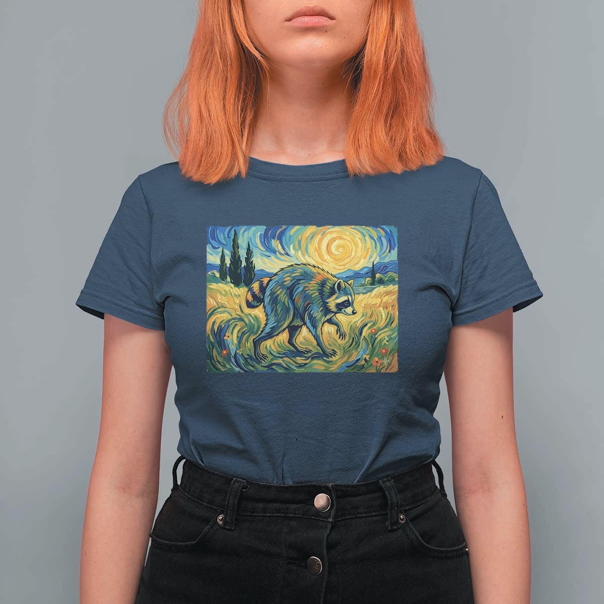 Jimothy Viral Seattle Raccoon Starry Night Style Graphic T Shirt For Women Trash Panda Feral Legend Supporter