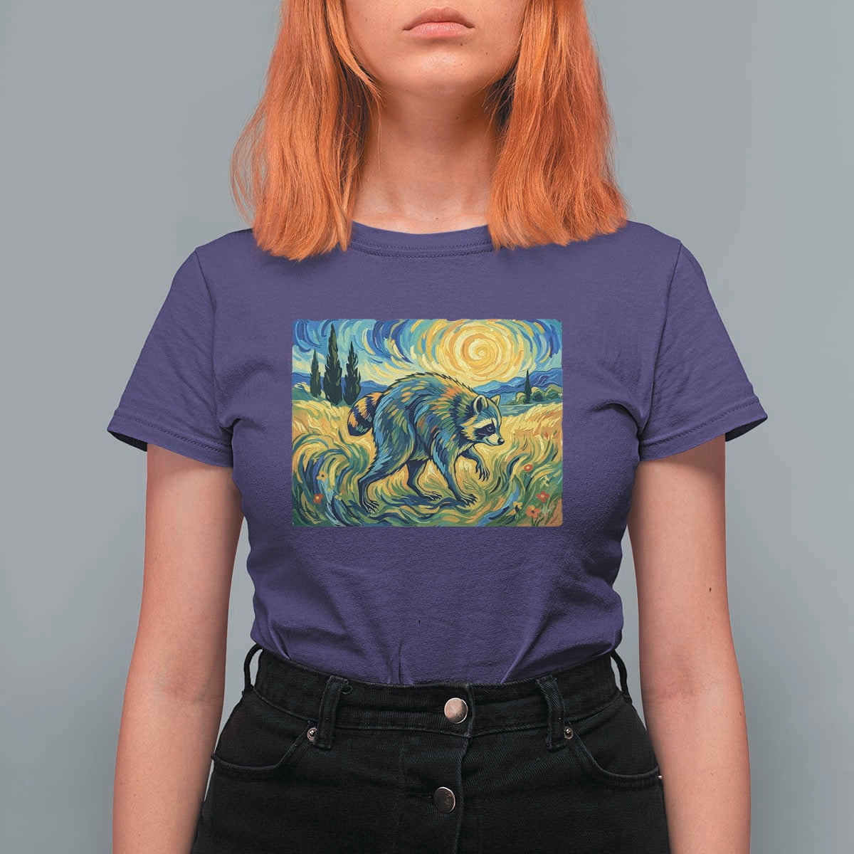 Jimothy Viral Seattle Raccoon Starry Night Style Graphic T Shirt For Women Trash Panda Feral Legend Supporter