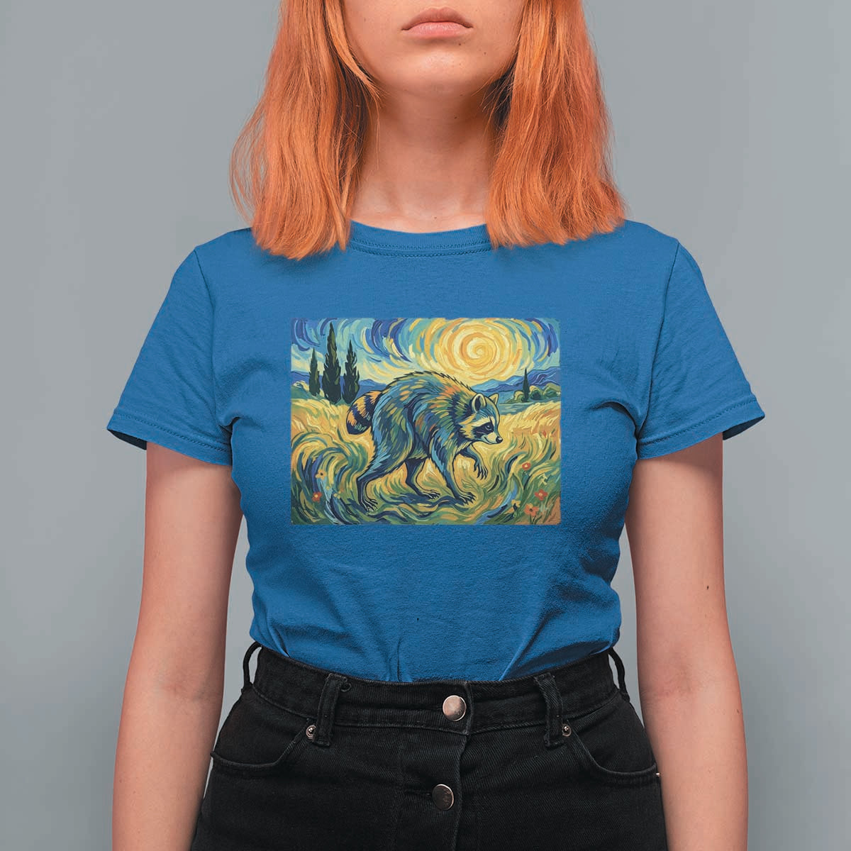 Jimothy Viral Seattle Raccoon Starry Night Style Graphic T Shirt For Women Trash Panda Feral Legend Supporter