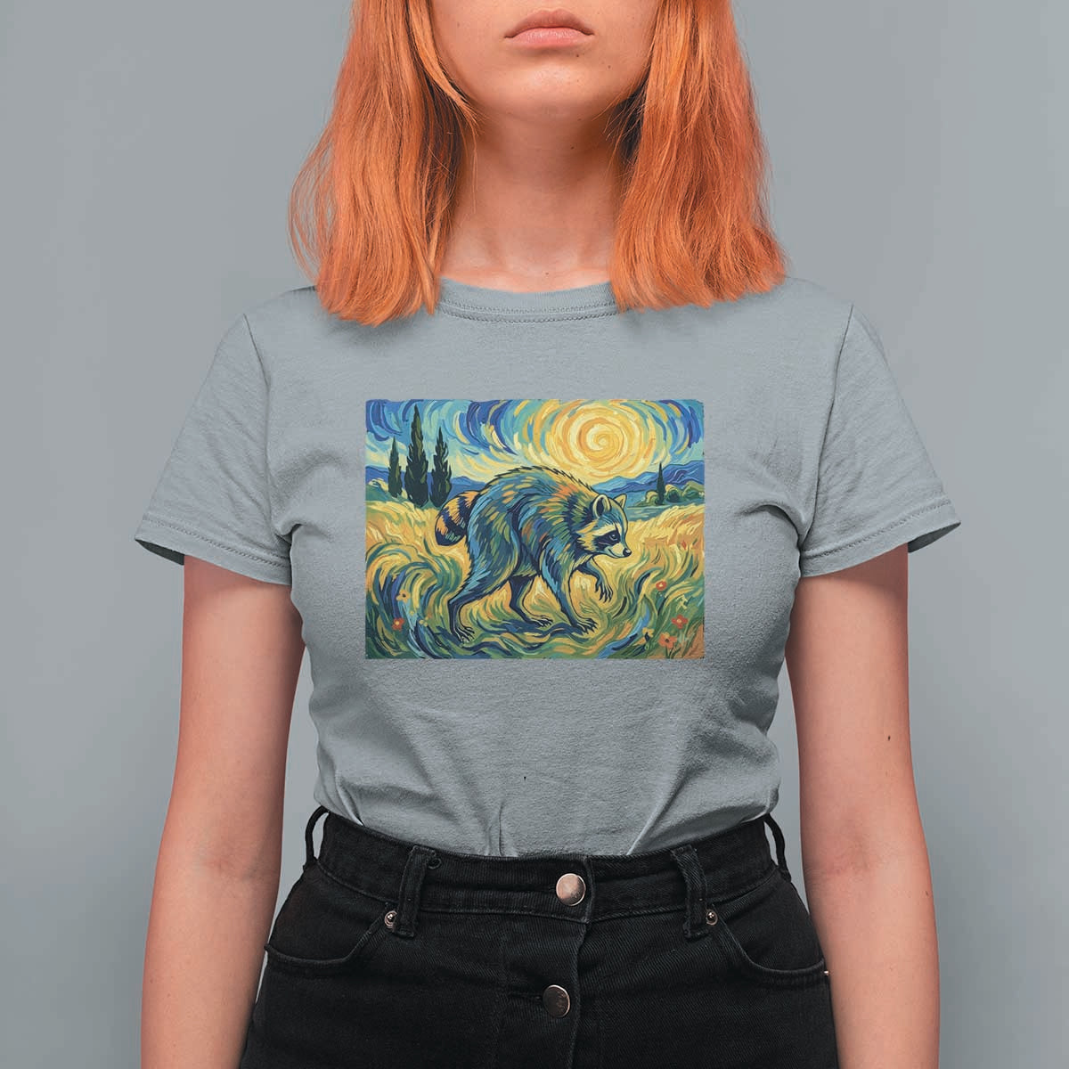Jimothy Viral Seattle Raccoon Starry Night Style Graphic T Shirt For Women Trash Panda Feral Legend Supporter