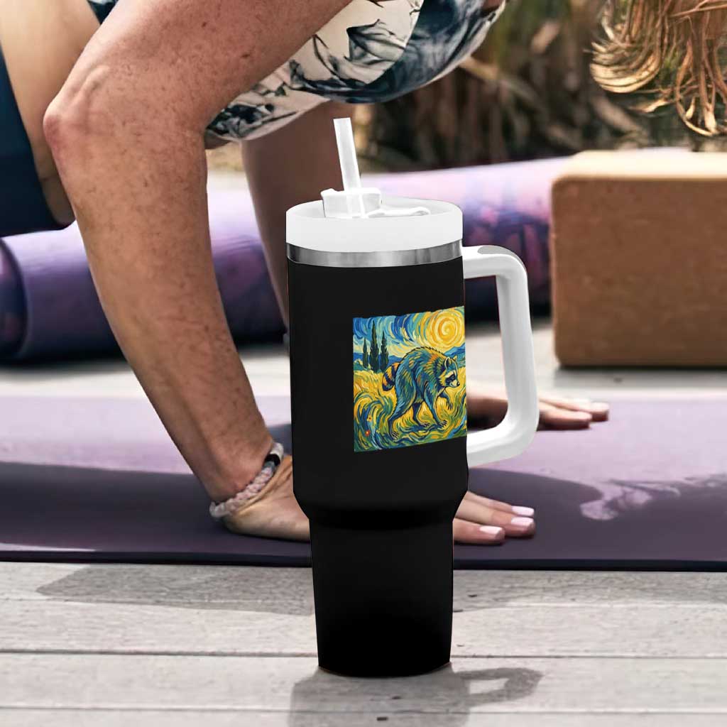 Jimothy Viral Seattle Raccoon Starry Night Style Graphic Tumbler With Handle Trash Panda Feral Legend Supporter
