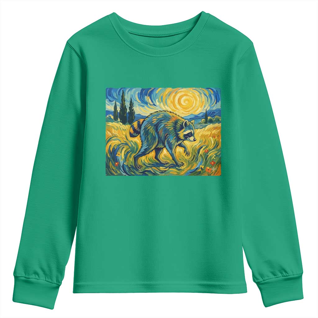 Jimothy Viral Seattle Raccoon Starry Night Style Graphic Youth Sweatshirt Trash Panda Feral Legend Supporter