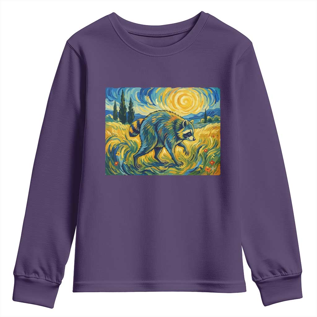 Jimothy Viral Seattle Raccoon Starry Night Style Graphic Youth Sweatshirt Trash Panda Feral Legend Supporter