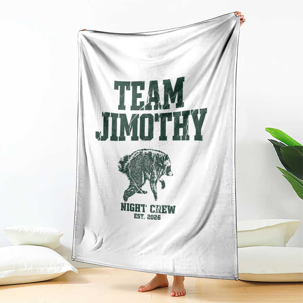 Team Jimothy Night Crew Est 2026 Viral Seattle Raccoon Throw Blanket Feral Legend Trash Panda Vintage Athletic Style Graphic