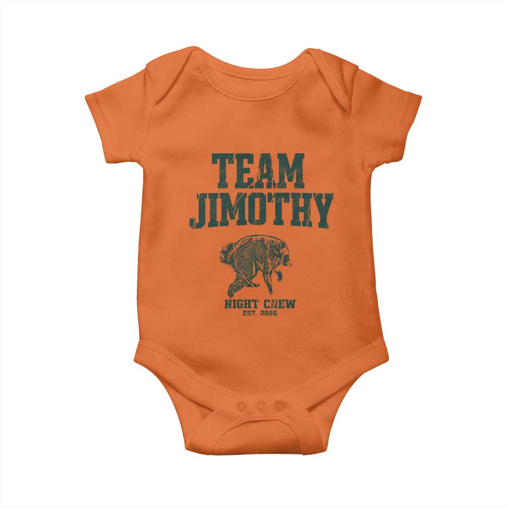 Team Jimothy Night Crew Est 2026 Viral Seattle Raccoon Baby Onesie Feral Legend Trash Panda Vintage Athletic Style Graphic