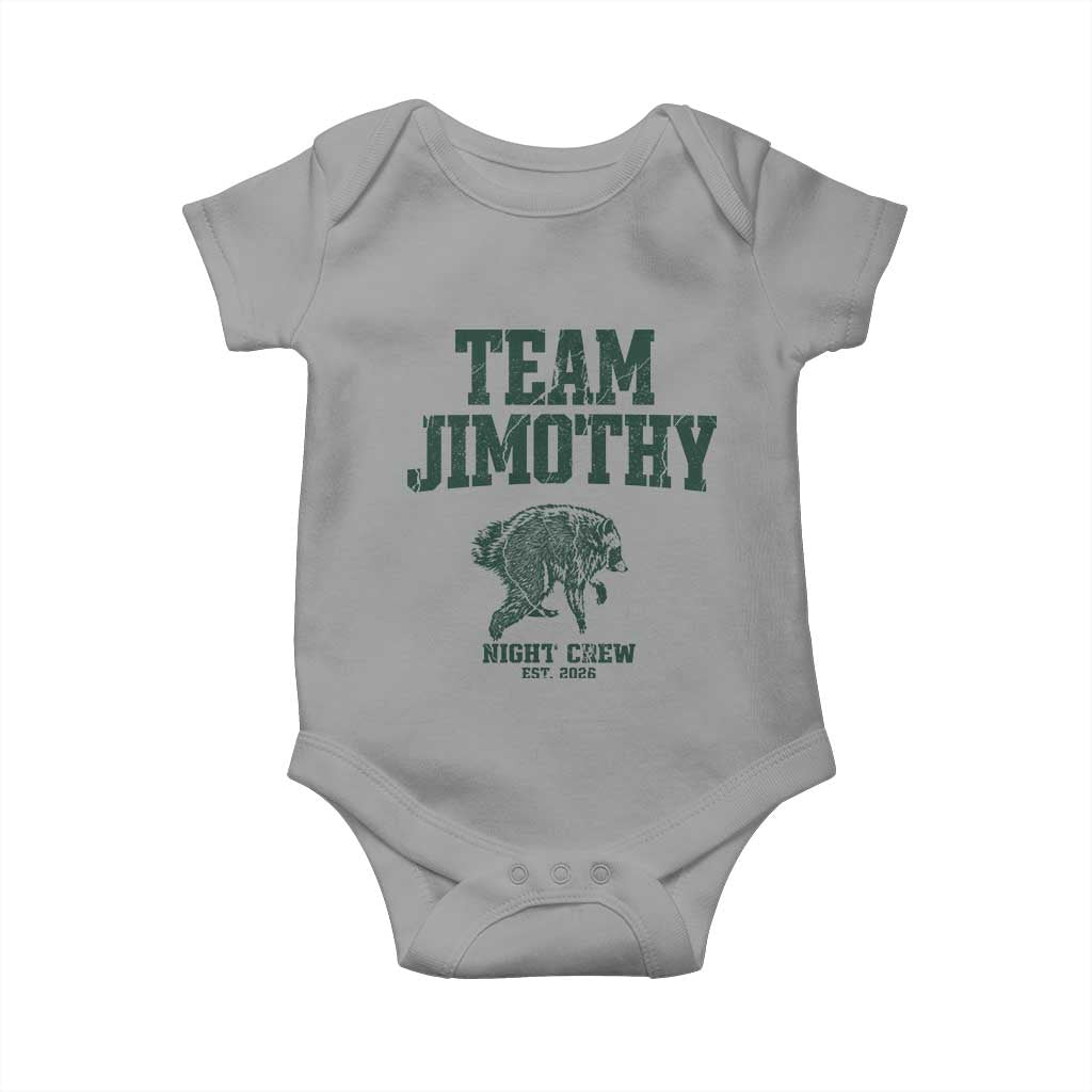 Team Jimothy Night Crew Est 2026 Viral Seattle Raccoon Baby Onesie Feral Legend Trash Panda Vintage Athletic Style Graphic