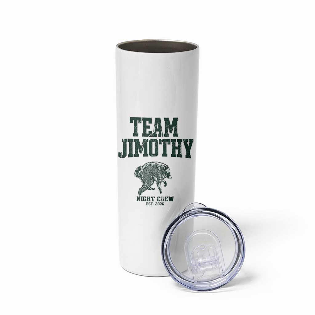 Team Jimothy Night Crew Est 2026 Viral Seattle Raccoon Skinny Tumbler Feral Legend Trash Panda Vintage Athletic Style Graphic