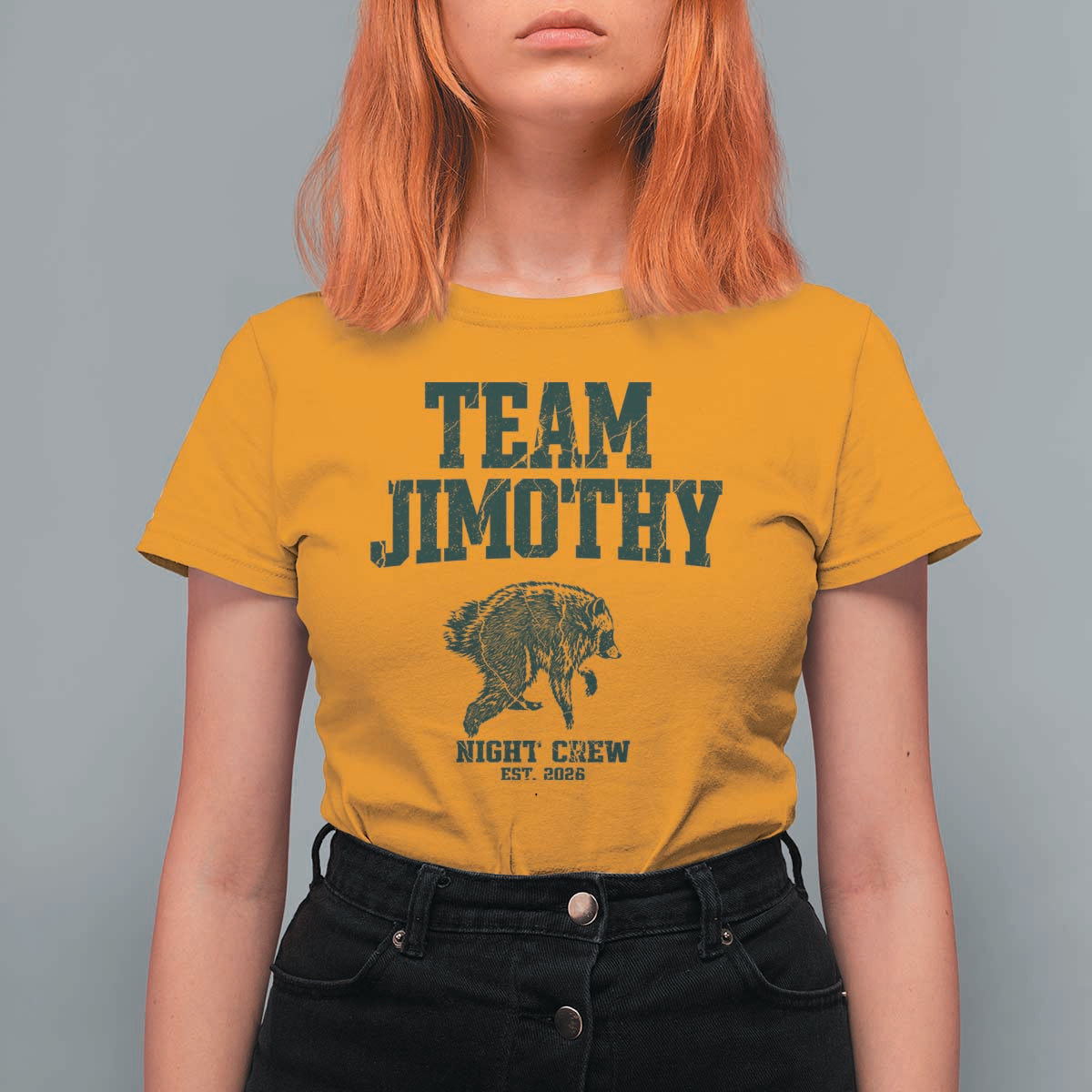 Team Jimothy Night Crew Est 2026 Viral Seattle Raccoon T Shirt For Women Feral Legend Trash Panda Vintage Athletic Style Graphic