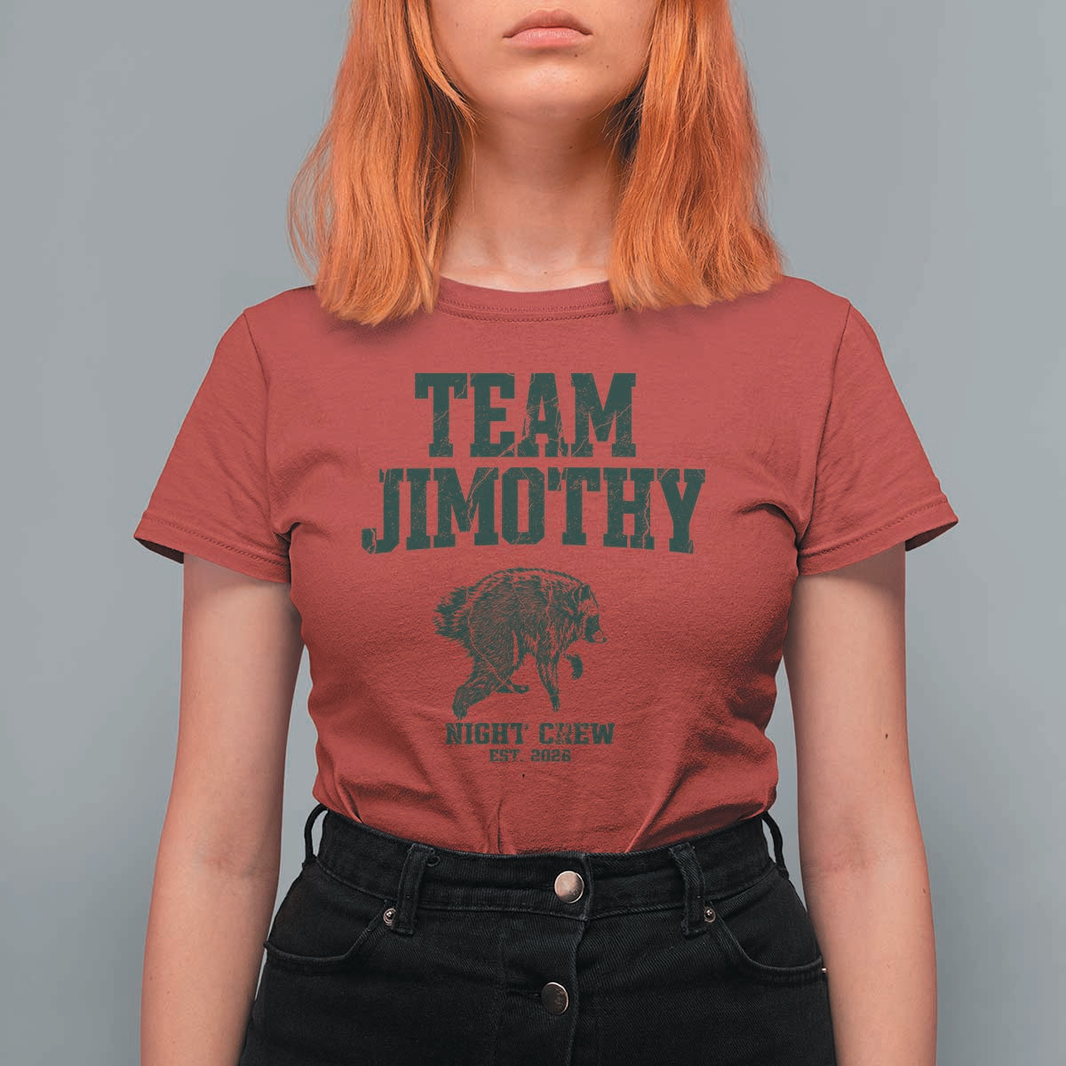 Team Jimothy Night Crew Est 2026 Viral Seattle Raccoon T Shirt For Women Feral Legend Trash Panda Vintage Athletic Style Graphic