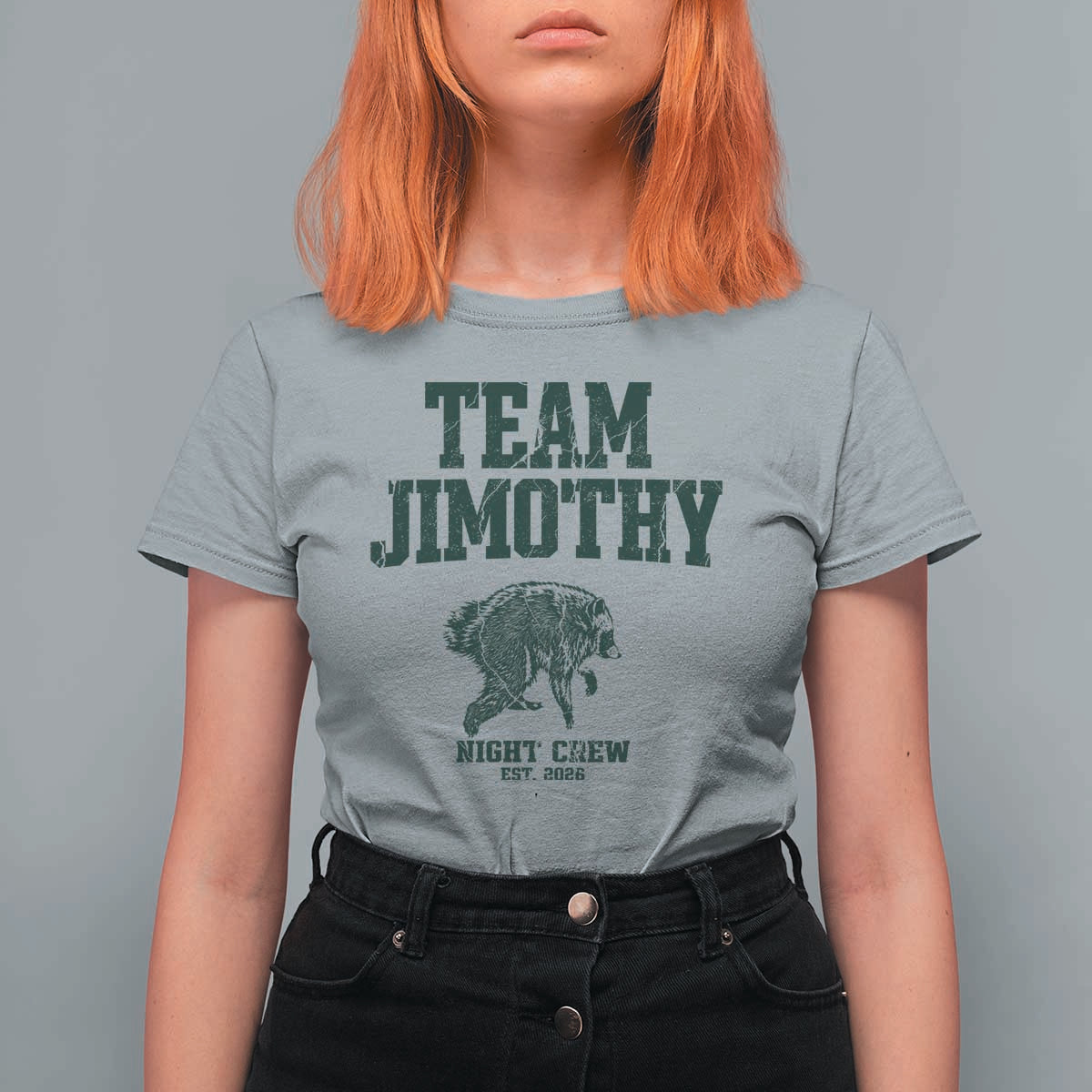 Team Jimothy Night Crew Est 2026 Viral Seattle Raccoon T Shirt For Women Feral Legend Trash Panda Vintage Athletic Style Graphic