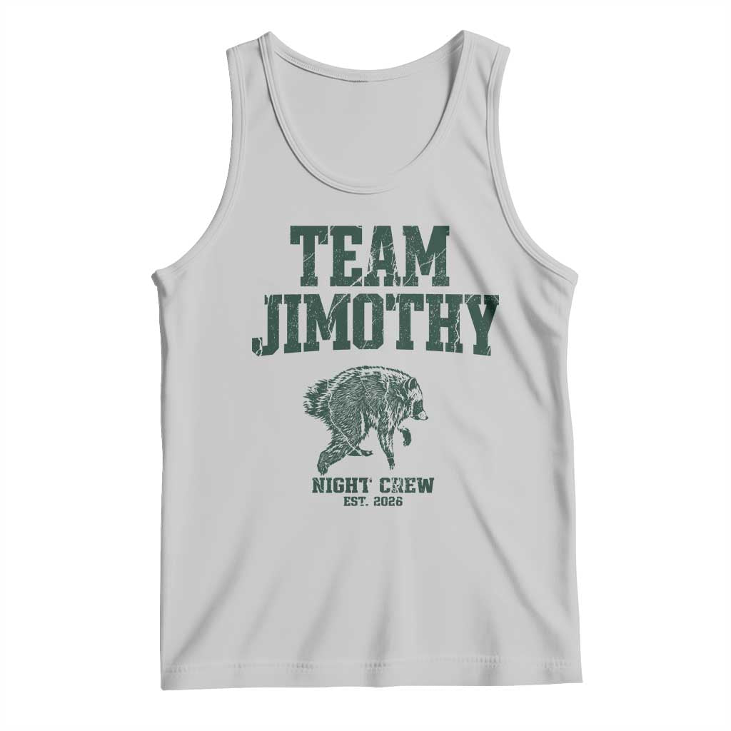 Team Jimothy Night Crew Est 2026 Viral Seattle Raccoon Tank Top Feral Legend Trash Panda Vintage Athletic Style Graphic