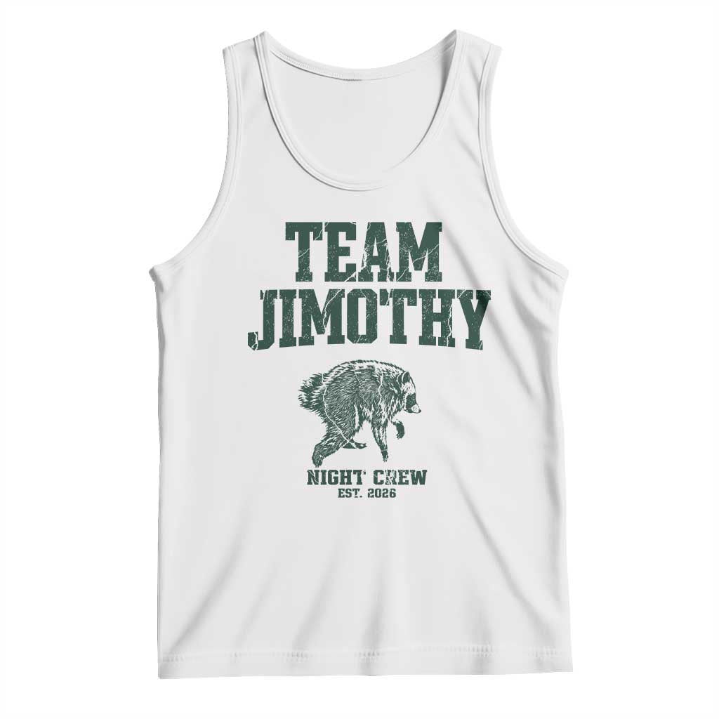Team Jimothy Night Crew Est 2026 Viral Seattle Raccoon Tank Top Feral Legend Trash Panda Vintage Athletic Style Graphic