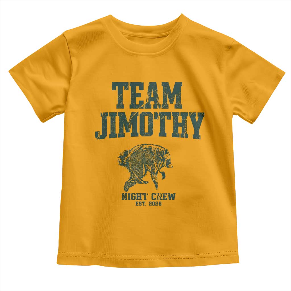 Team Jimothy Night Crew Est 2026 Viral Seattle Raccoon Toddler T Shirt Feral Legend Trash Panda Vintage Athletic Style Graphic