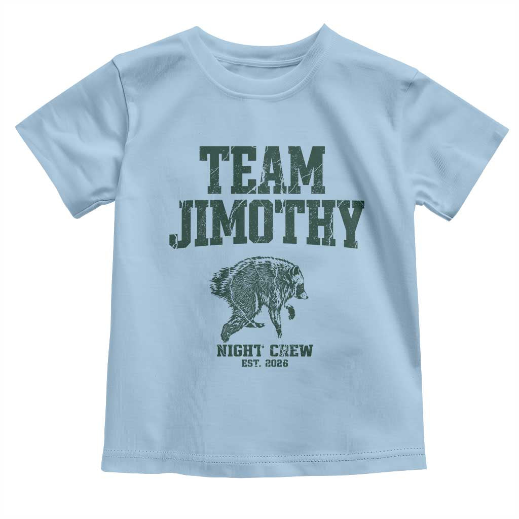 Team Jimothy Night Crew Est 2026 Viral Seattle Raccoon Toddler T Shirt Feral Legend Trash Panda Vintage Athletic Style Graphic