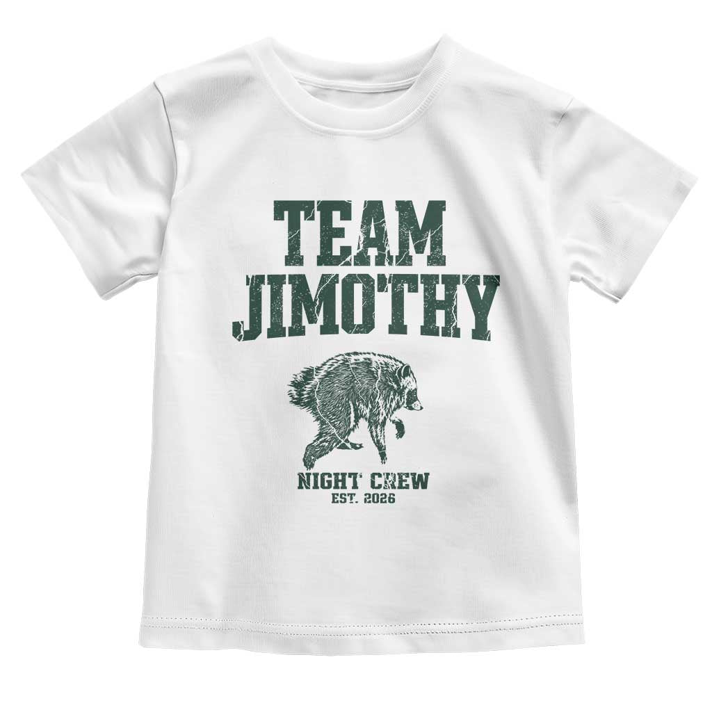 Team Jimothy Night Crew Est 2026 Viral Seattle Raccoon Toddler T Shirt Feral Legend Trash Panda Vintage Athletic Style Graphic