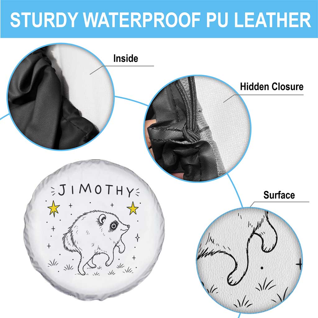 Cute Doodle Starry Jimothy the Raccoon Graphic Spare Tire Cover Viral Seattle Trash Panda