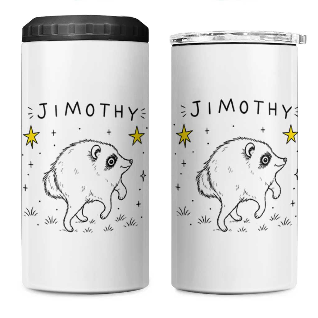 Cute Doodle Starry Jimothy the Raccoon Graphic 4 in 1 Can Cooler Tumbler Viral Seattle Trash Panda