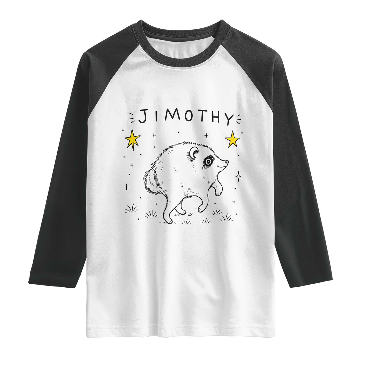 Cute Doodle Starry Jimothy the Raccoon Graphic Raglan Shirt Viral Seattle Trash Panda