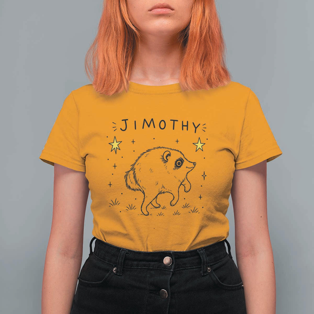 Cute Doodle Starry Jimothy the Raccoon Graphic T Shirt For Women Viral Seattle Trash Panda