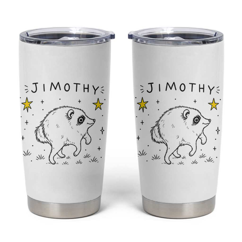 Cute Doodle Starry Jimothy the Raccoon Graphic Tumbler Cup Viral Seattle Trash Panda