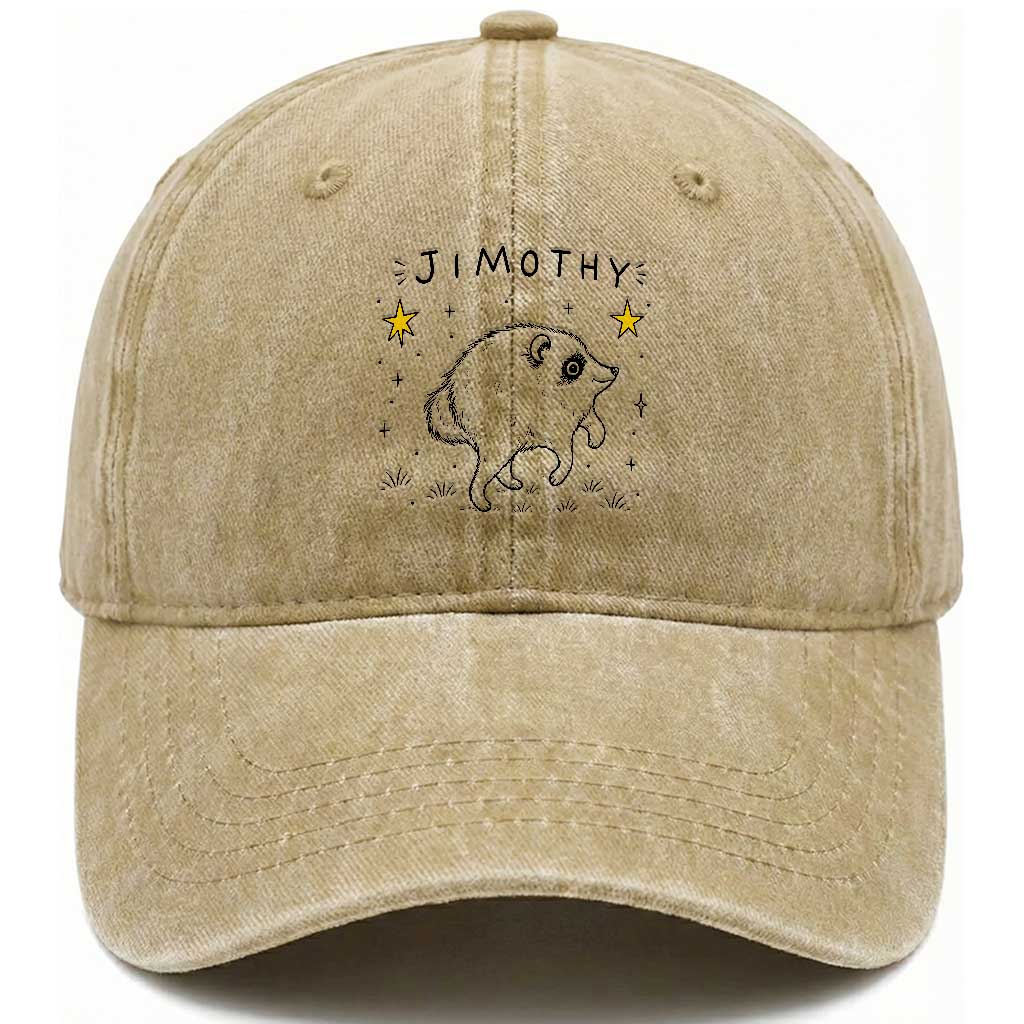 Cute Doodle Starry Jimothy the Raccoon Graphic Washed Cotton Baseball Cap Viral Seattle Trash Panda