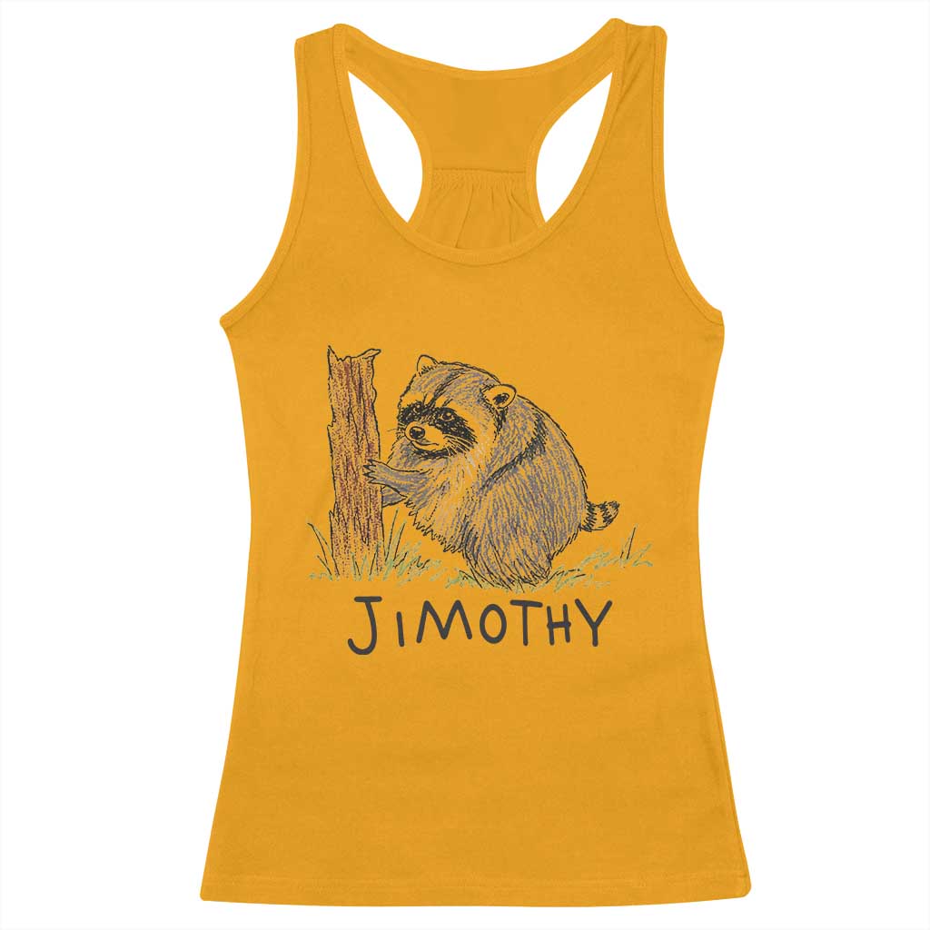 Jimothy Funny Viral Seattle Raccoon Crayon Drawing Graphic Racerback Tank Top Trash Panda Feral Legend Supporter