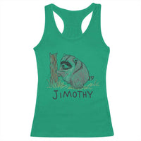Jimothy Funny Viral Seattle Raccoon Crayon Drawing Graphic Racerback Tank Top Trash Panda Feral Legend Supporter