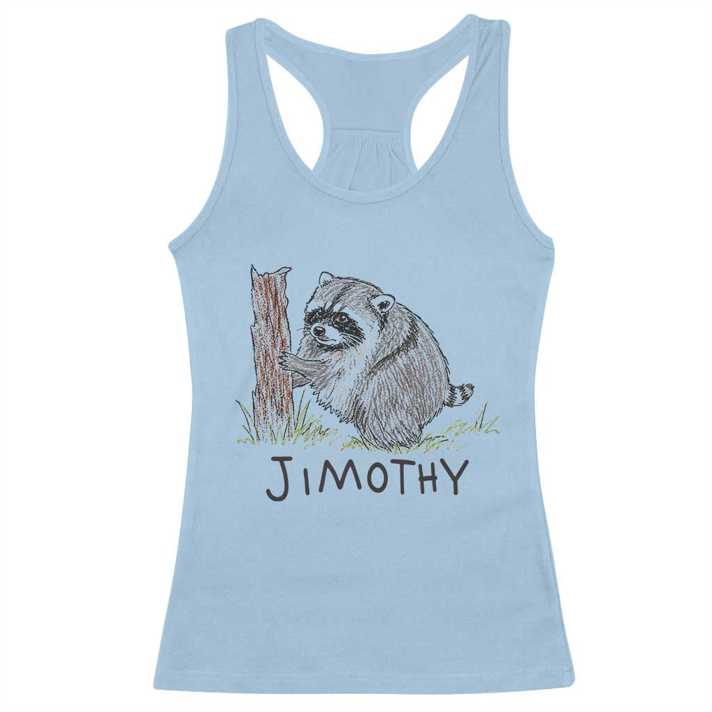 Jimothy Funny Viral Seattle Raccoon Crayon Drawing Graphic Racerback Tank Top Trash Panda Feral Legend Supporter