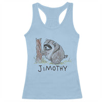 Jimothy Funny Viral Seattle Raccoon Crayon Drawing Graphic Racerback Tank Top Trash Panda Feral Legend Supporter