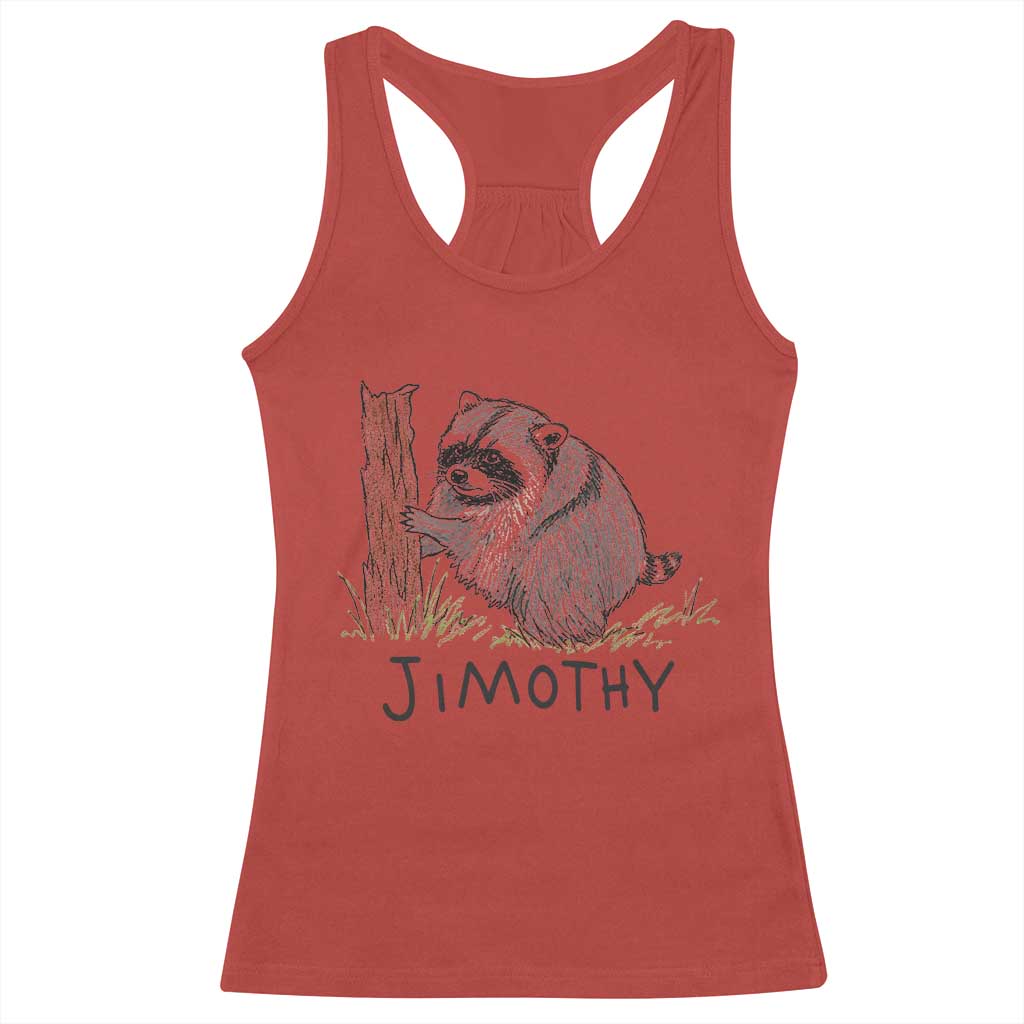 Jimothy Funny Viral Seattle Raccoon Crayon Drawing Graphic Racerback Tank Top Trash Panda Feral Legend Supporter