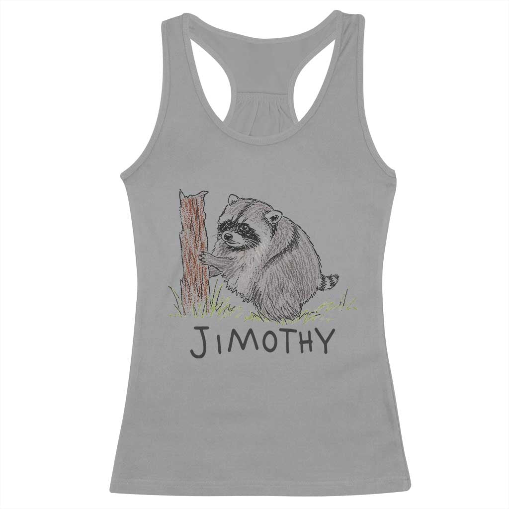 Jimothy Funny Viral Seattle Raccoon Crayon Drawing Graphic Racerback Tank Top Trash Panda Feral Legend Supporter